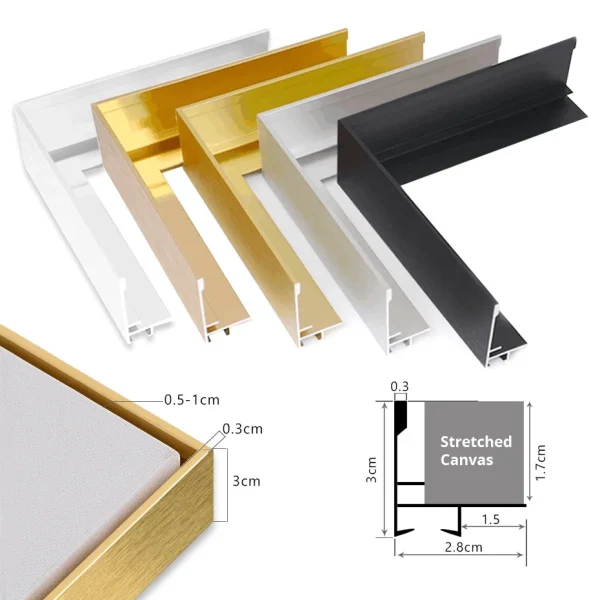 Canvas Floater Frame DIY Kit Metal Gold 50x70 60x90 Large Floating Frames for Wall Print Picture Oil Painting Artwork Home Decor - Image 3