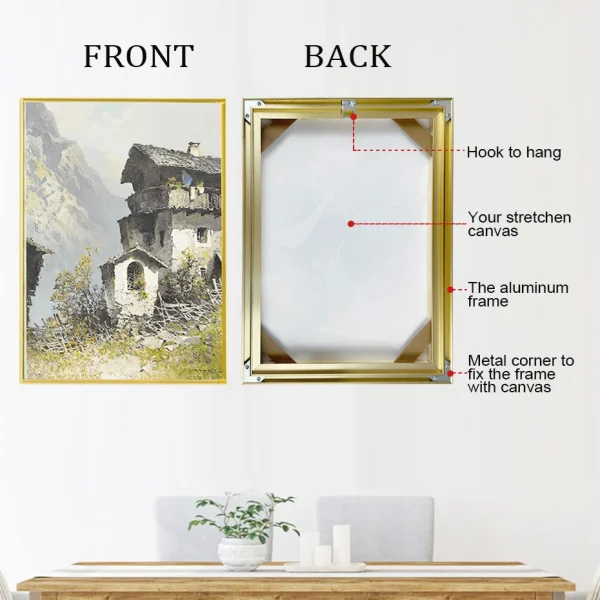 Canvas Floater Frame DIY Kit Metal Gold 50x70 60x90 Large Floating Frames for Wall Print Picture Oil Painting Artwork Home Decor - Image 5