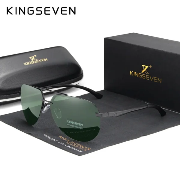 KINGSEVEN Aluminum Magnesium Polarized Rimless Lens Sunglasses For Men High Definition Retro Women Eyewear Oculos de sol - Image 7