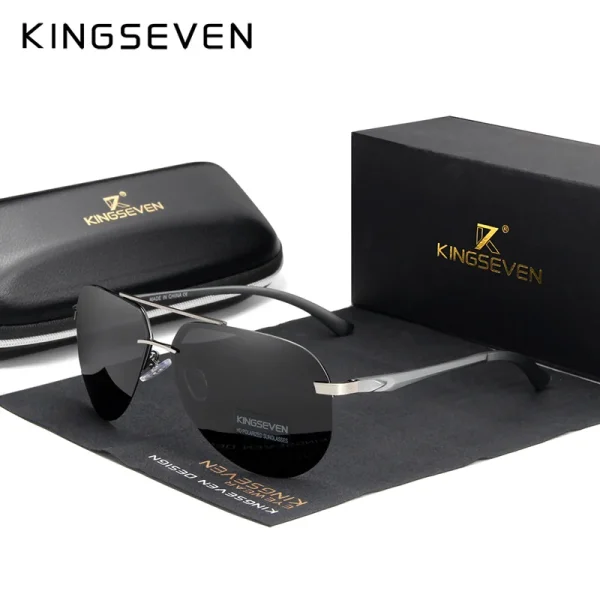 KINGSEVEN Aluminum Magnesium Polarized Rimless Lens Sunglasses For Men High Definition Retro Women Eyewear Oculos de sol - Image 11