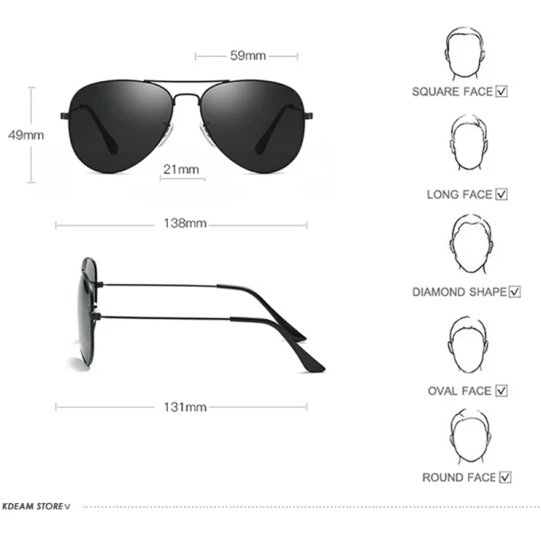 Air Force Pilot Sunglasses Men Polarized 62' Lens Large Sun Glasses Polaroid UVA/UVB Sunglass de sol With Case - Image 2