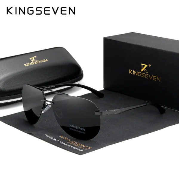 KINGSEVEN Aluminum Magnesium Polarized Rimless Lens Sunglasses For Men High Definition Retro Women Eyewear Oculos de sol - Image 14