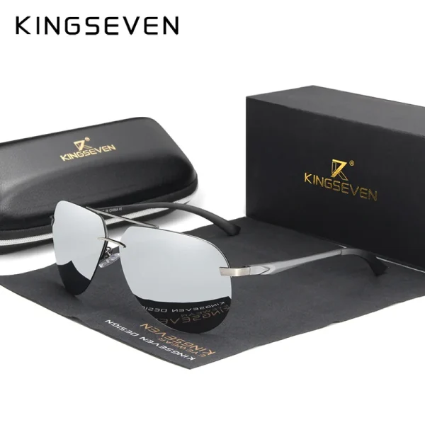 KINGSEVEN Aluminum Magnesium Polarized Rimless Lens Sunglasses For Men High Definition Retro Women Eyewear Oculos de sol - Image 13