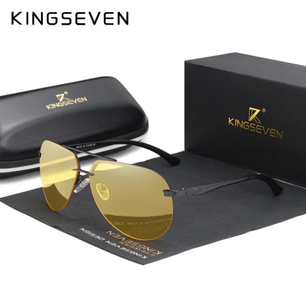 KINGSEVEN Aluminum Magnesium Polarized Rimless Lens Sunglasses For Men High Definition Retro Women Eyewear Oculos de sol - Image 12