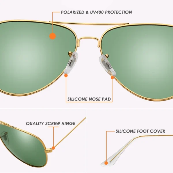 Air Force Pilot Sunglasses Men Polarized 62' Lens Large Sun Glasses Polaroid UVA/UVB Sunglass de sol With Case - Image 3