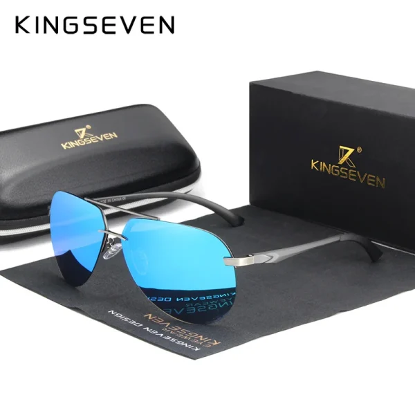 KINGSEVEN Aluminum Magnesium Polarized Rimless Lens Sunglasses For Men High Definition Retro Women Eyewear Oculos de sol - Image 2