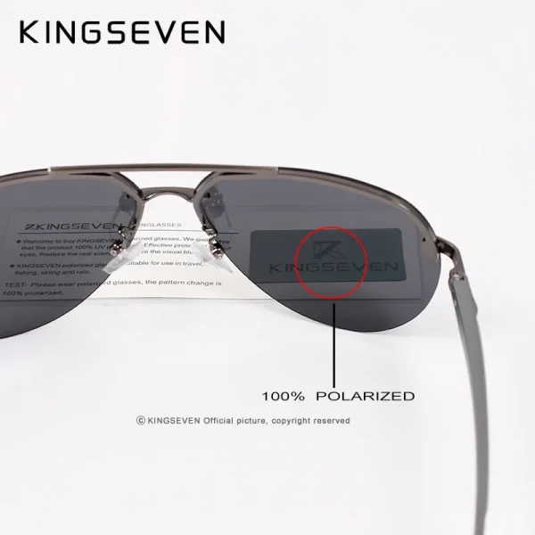 KINGSEVEN Aluminum Magnesium Polarized Rimless Lens Sunglasses For Men High Definition Retro Women Eyewear Oculos de sol - Image 5