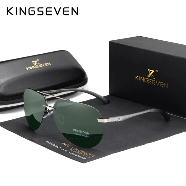 KINGSEVEN Aluminum Magnesium Polarized Rimless Lens Sunglasses For Men High Definition Retro Women Eyewear Oculos de sol - Image 10