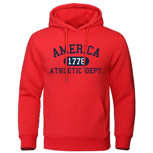 America 1776 Athletic Dept Letter Print Mans Hoodies Pocket O-Neck Sweatshirt Autumn Soft Sweatshirt Casual Loose Man Clothing - Image 10