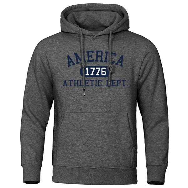 America 1776 Athletic Dept Letter Print Mans Hoodies Pocket O-Neck Sweatshirt Autumn Soft Sweatshirt Casual Loose Man Clothing - Image 15