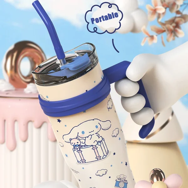 1200ml Sanrio Thermos Bottle Cold Ice Cute Hello Kitty Kuromi Cinnamoroll Melody Stainless Steel Water Bottle Tumbler Straw Gift - Image 4