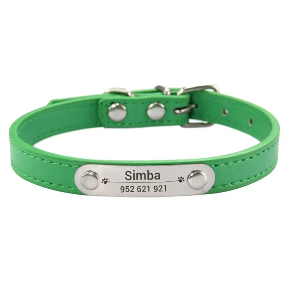 Personalized Dog Collar Name Carved ID Anti-lost Solid PU Leather Collar For Small Medium Large Dogs Puppy Cat Pet Supplies Pink - Image 8