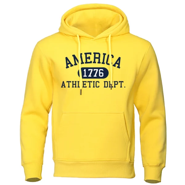 America 1776 Athletic Dept Letter Print Mans Hoodies Pocket O-Neck Sweatshirt Autumn Soft Sweatshirt Casual Loose Man Clothing - Image 8