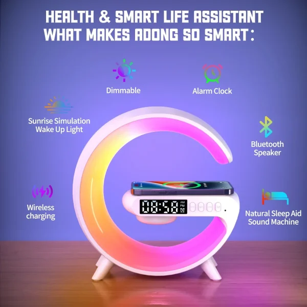 Multifunction Bluetooth Speaker TF RGB Night Light 15W Wireless Charger Stand for iPhone Samsung Xiaomi Fast Charging Station - Image 3