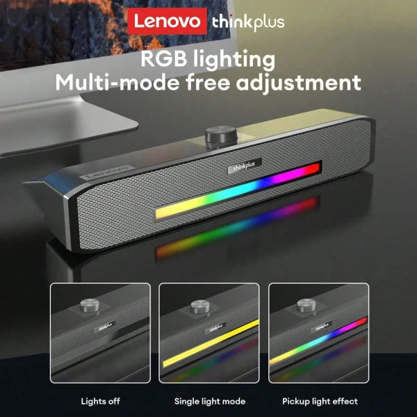 Lenovo Original TS33 Wired and Bluetooth 5.0 Speaker 360 For Desk Computer Subwoofer Home Movie Surround Sound Bar Audio Speaker - Image 3