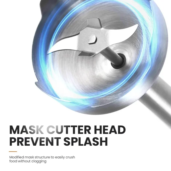 MIUI Hand Immersion Blender 1000W Powerful 4-in-1,Stainless Steel Stick Food Mixer,700ml Mixing Beaker,500ml Processor,Whisk - Image 3