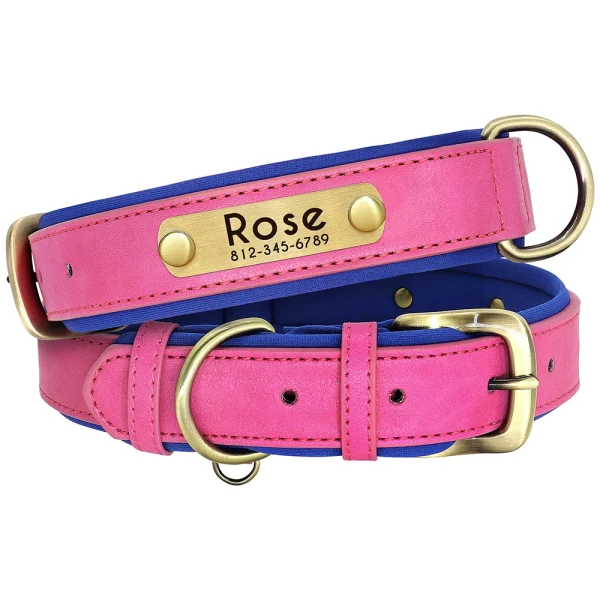 Customized Leather Dog Collar Leash Set Soft Padded Leather Collar For Small Medium Large Dogs With Free Engraved Nameplate - Image 16