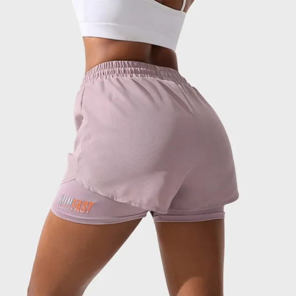 Mermaid Curve Breathable Letter Graphic 2 In 1 Sport Shorts Women Quick Dry Running Short Drawstring Waistband Fitness Hot Pants - Image 2
