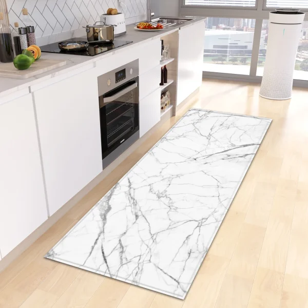 Marble Kitchen Rug Bathroom Entrance Door Mat Bedroom Corridor Non-Slip Long  Living Room Floor  Home Decor - Image 3
