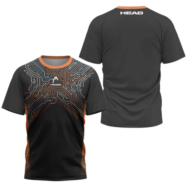 2024 New Men's Sport T-shirt Summer Leisure Short Sleeve Head Badminton Table Tennis Training Breathable Quick Drying O-Neck Top - Image 10