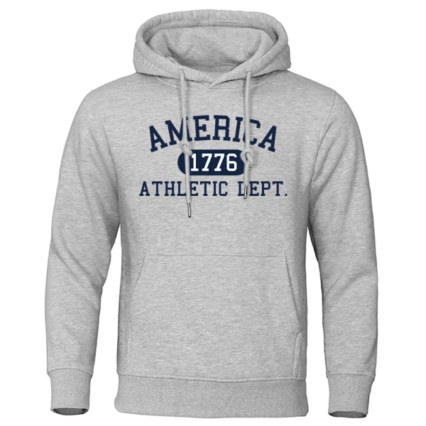 America 1776 Athletic Dept Letter Print Mans Hoodies Pocket O-Neck Sweatshirt Autumn Soft Sweatshirt Casual Loose Man Clothing - Image 14