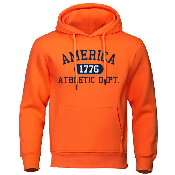 America 1776 Athletic Dept Letter Print Mans Hoodies Pocket O-Neck Sweatshirt Autumn Soft Sweatshirt Casual Loose Man Clothing - Image 12