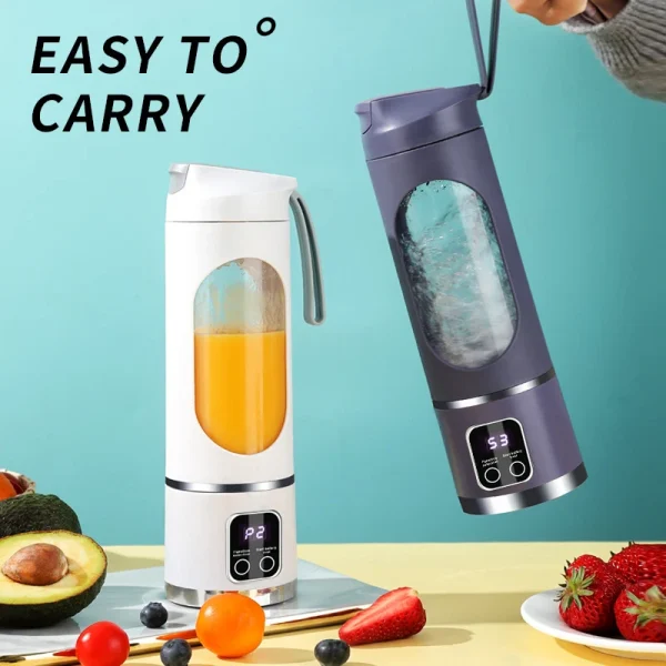 450ml Fruit Juicer 8 Blades 3 Gears USB Rechargeable Portable Blender Ice Crusher for Shakes and Smoothies Juicer Cup - Image 2
