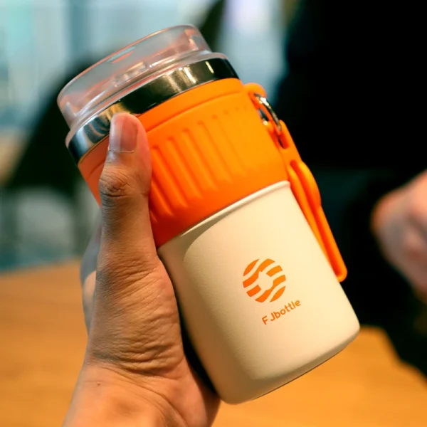 FEIJIAN Stainless Steel Coffee Tumbler Thermos Cup Portable Travel Mug With Lifting Rope Leak-Proof Non-Slip 500ml/400ml - Image 3