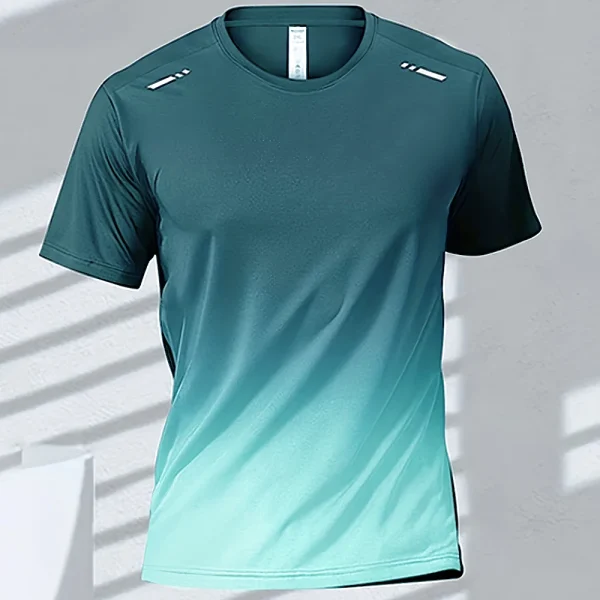 Men's T-shirts Sports Running T-shirt Quick-drying Gradient Short Sleeve Tees Outdoor Workout Basketball Training Running Outfit - Image 7