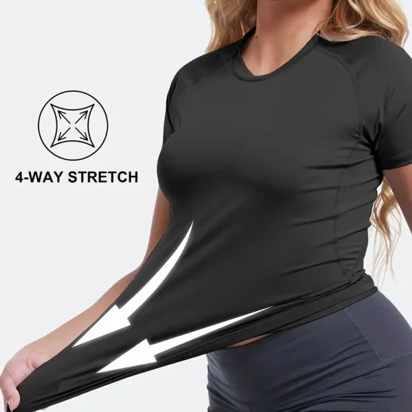 Women's Compression Shirt Short Sleeve Athletic Yoga Running T-Shirt Summer Gym Workout Quick Dry Stretchy Tees Tops Baselayer - Image 5