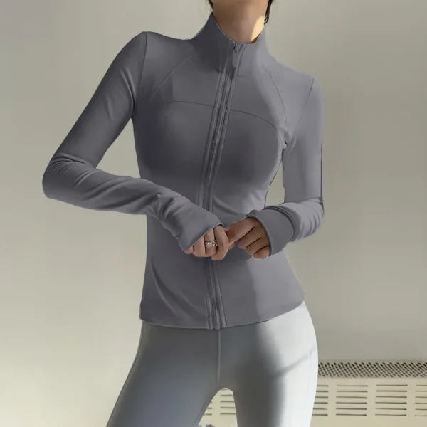 Women Zip Fitness Clothes Long Sleeve Sports Jacket Gym Clothes Woman Yoga Shirt Quick Dry Top Sunscreen Sportswear Yoga Clothes - Image 4