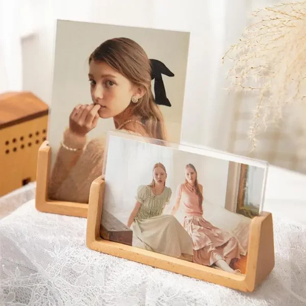 Beech Wood Creative Photo Frame Acrylic U Shape Transparent Frame 13X18 15X20 Desktop Pictures Frame For Home Modern Decoration - Image 3