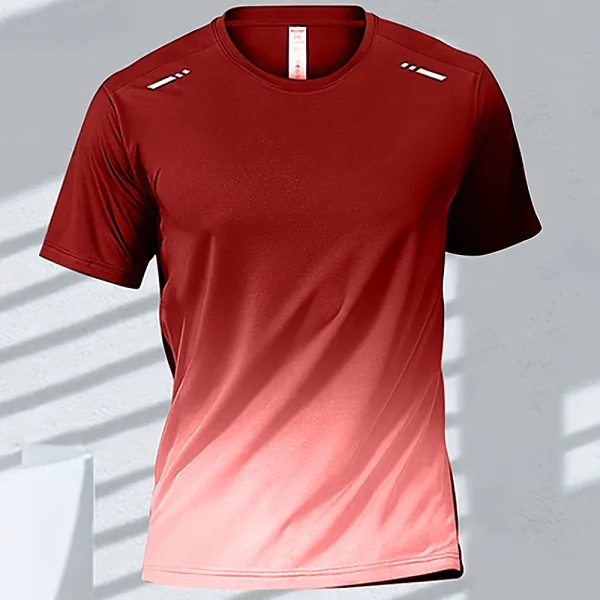 Men's T-shirts Sports Running T-shirt Quick-drying Gradient Short Sleeve Tees Outdoor Workout Basketball Training Running Outfit - Image 14