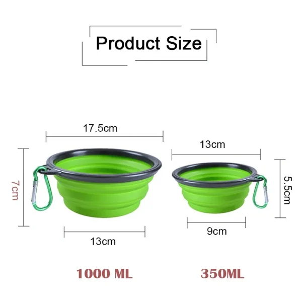 Folding Portable Silicone Dog Feeder Bowl 2 In 1 Pet Dispenser Outdoor Travel Dog Cat with Carabiner Bottle Food Water Container - Image 6