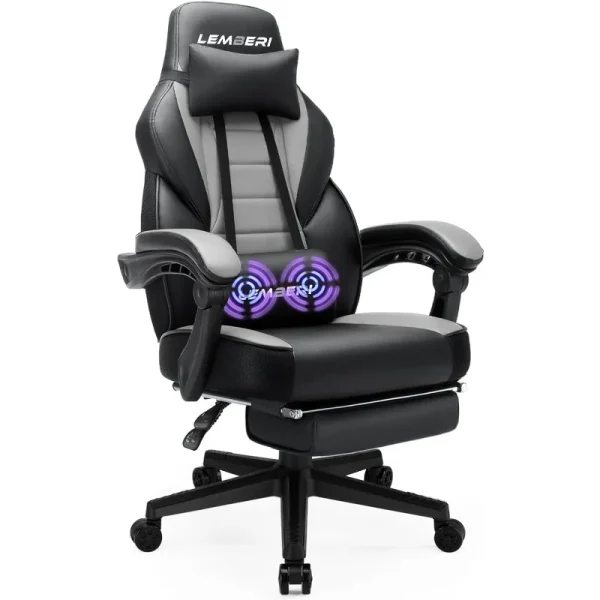 LEMBERI Gaming Chairs with Footrest,Ergonomic Video Game Chairs for Adults,Big and Tall Chair 400lb Weight Capacity