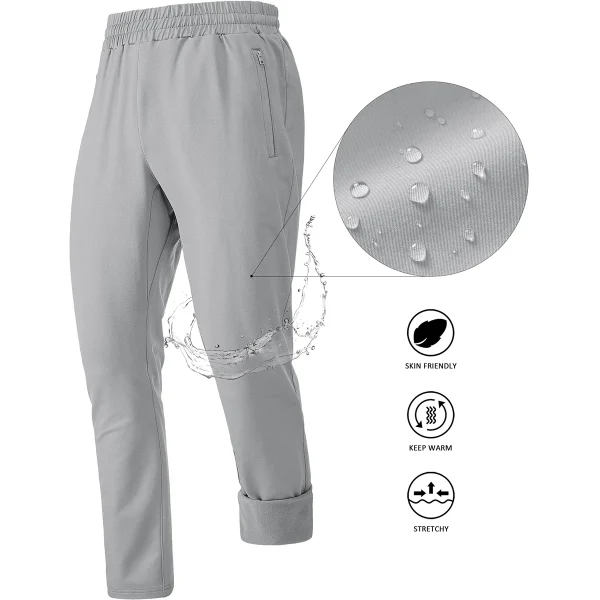 TACVASEN Men's Fleece Lined Track Pants Fall Winter Thermal Warm Jogger Pants Waterproof Workout Casual Drawstring Sweatpants - Image 12
