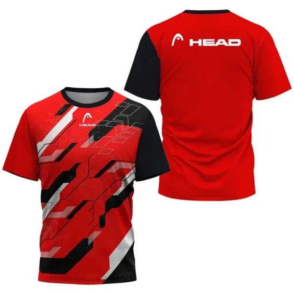 2024 New Men's Sport T-shirt Summer Leisure Short Sleeve Head Badminton Table Tennis Training Breathable Quick Drying O-Neck Top - Image 2