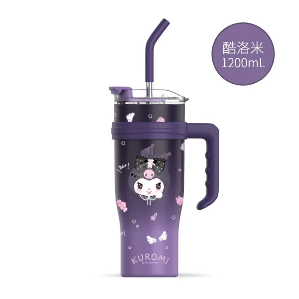 1200ml Sanrio Thermos Bottle Cold Ice Cute Hello Kitty Kuromi Cinnamoroll Melody Stainless Steel Water Bottle Tumbler Straw Gift - Image 9