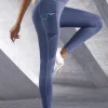 New High Waist Women's Leggings Stretch Yoga Pants Tights With Pockets Push Up Fitness Running Sportswear Solid Color Pants - Image 6