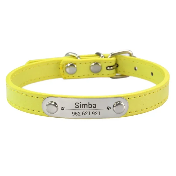 Personalized Dog Collar Name Carved ID Anti-lost Solid PU Leather Collar For Small Medium Large Dogs Puppy Cat Pet Supplies Pink - Image 7
