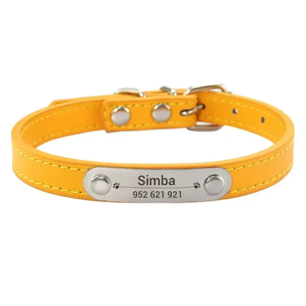 Personalized Dog Collar Name Carved ID Anti-lost Solid PU Leather Collar For Small Medium Large Dogs Puppy Cat Pet Supplies Pink - Image 15