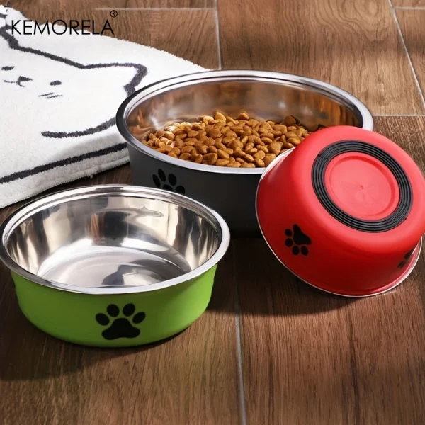 Non-Slip Dog Bowl For Large Medium And Small Cats And Dogs Drinking Water Feeding Pet Bowl Stainless Steel Pet Food Bowl