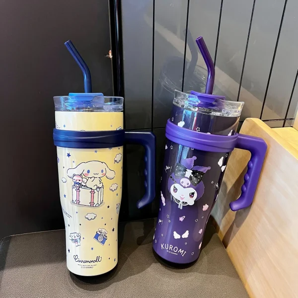 1200ml Sanrio Thermos Bottle Cold Ice Cute Hello Kitty Kuromi Cinnamoroll Melody Stainless Steel Water Bottle Tumbler Straw Gift - Image 3