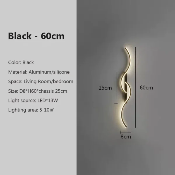 Modern LED Wall Lamp Minimalist Led Light Bedroom Bedside Long Strip Wall Sconces Living Room Home Indoor Lighting Fixture - Image 9