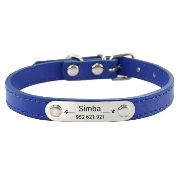 Personalized Dog Collar Name Carved ID Anti-lost Solid PU Leather Collar For Small Medium Large Dogs Puppy Cat Pet Supplies Pink - Image 11