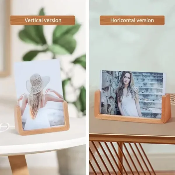 Beech Wood Creative Photo Frame Acrylic U Shape Transparent Frame 13X18 15X20 Desktop Pictures Frame For Home Modern Decoration - Image 5