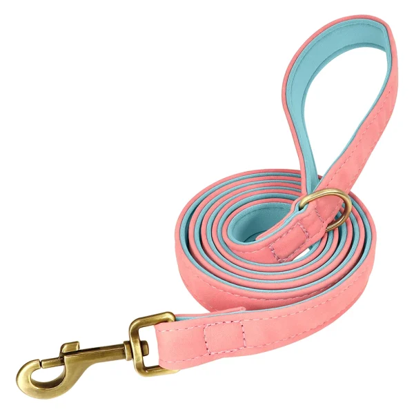 Customized Leather Dog Collar Leash Set Soft Padded Leather Collar For Small Medium Large Dogs With Free Engraved Nameplate - Image 11