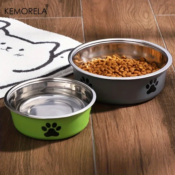 Non-Slip Dog Bowl For Large Medium And Small Cats And Dogs Drinking Water Feeding Pet Bowl Stainless Steel Pet Food Bowl - Image 3