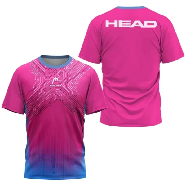 2024 New Men's Sport T-shirt Summer Leisure Short Sleeve Head Badminton Table Tennis Training Breathable Quick Drying O-Neck Top - Image 22