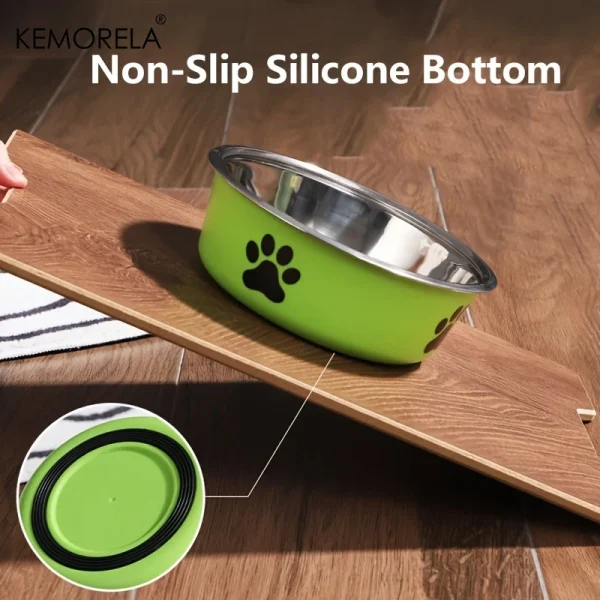 Non-Slip Dog Bowl For Large Medium And Small Cats And Dogs Drinking Water Feeding Pet Bowl Stainless Steel Pet Food Bowl - Image 2